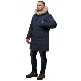 Зимняя синяя парка мужская на молнии модель 13475, фото 1