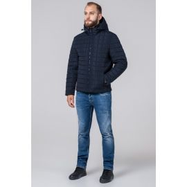 Синяя куртка мужская осенне-весенняя с капюшоном модель 2475, фото 1