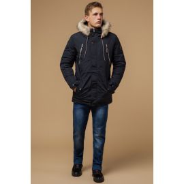 Черно-синяя парка зимняя мужская теплая модель 14015, фото 1