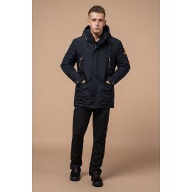 Парка зимняя с карманами мужская цвет темно-серый-коричневый модель 1533, фото 1