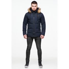 Синяя короткая куртка молодежная зимняя для мужчин модель 25550, фото 1