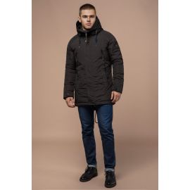 Парка коричневая мужская с прорезными карманами зимняя модель 3587, фото 1