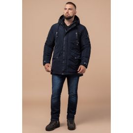 Синяя парка мужская качественного пошива на зиму модель 38830, фото 1