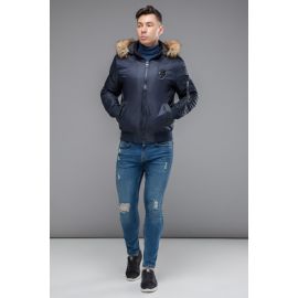 Мужской темно-синий бомбер молодежный осенне-весенний модель 50145, фото 1