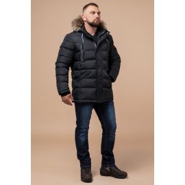 Мужская зимняя теплая куртка графитового цвета модель 21226, фото 1