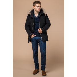 Черная мужская парка на зиму модель 15231, фото 1