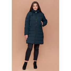 Зимний пуховик темно-зеленый большого размера женский модель 25275, фото 1