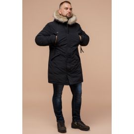Мужская черная парка на зиму модель 13475, фото 1