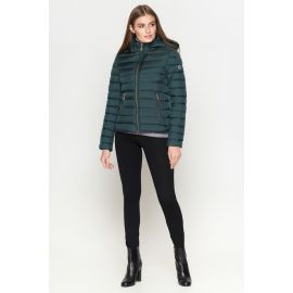 Осенне-весенний женский молодежный пуховик зеленого цвета модель 25115, фото 1