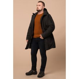 Коричневая мужская парка с капюшоном зимняя модель 23425, фото 1