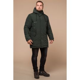 Теплая парка цвета хаки мужская зимняя модель 19058, фото 1