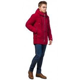 Красная парка зимняя мужская с двухходовой молнией модель 28431, фото 1