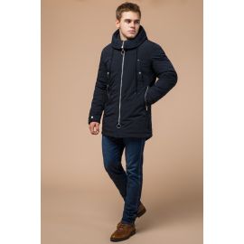 Мужская зимняя парка темно-синего цвета модель 28431, фото 1