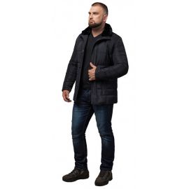 Мужской пуховик модный зимний цвет черный модель 3845, фото 1