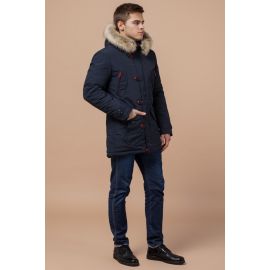 Мужская зимняя парка теплая цвет синий-красный модель 38230, фото 1