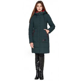 Темно-зеленый пуховик женский молодежный модель 25055, фото 1