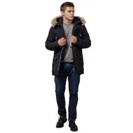 Зимняя мужская парка стандартной длины цвет черный-серый модель 38230, фото 1