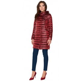 Воздуховик женский с капюшоном осенне-весенний цвет кармин модель 28215, фото 1
