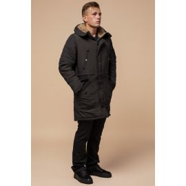 Парка коричневая мужская удлиненная зимняя модель 90520, фото 1