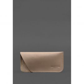 Кожаный чехол для очков Светло-бежевый Crazy Horse, фото 1