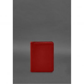 Кожаная обложка для водительского удостоверения, ID и пластиковых карт 2.1 красная, фото 1