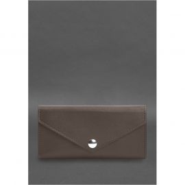 Кожаный клатч (портмоне) на кнопке 5.0 Темно-бежевый, фото 1