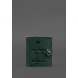 Кожаная обложка-портмоне для удостоверения офицера ДПСУ 11.2 зеленая Crazy Horse, фото 1