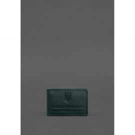 Кожаная обложка на удостоверение ДСНС с карманом зеленая, фото 1