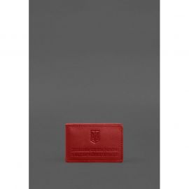 Кожаная обложка на удостоверение ДСНС с карманом красная, фото 1