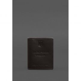 Кожаная обложка для удостоверения офицера ДПСУ (три кармана) темно-коричневая, фото 1