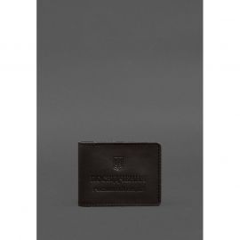 Кожаная обложка для удостоверения участника боевых действий (УБД) с карманом для жетона темно-коричневая, фото 1