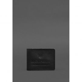 Кожаная обложка для удостоверения участника боевых действий (УБД) с карманом для жетона черная, фото 1