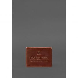 Кожаная обложка для удостоверения участника боевых действий (УБД) с карманом для жетона светло-коричневая Crazy Horse, фото 1