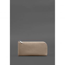 Кожаное портмоне-купюрник на молнии 14.1 светло-бежевое, фото 1
