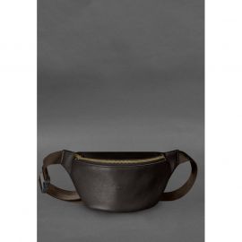 Кожаная поясная сумка-бананка Kanny темно-коричневая, фото 1