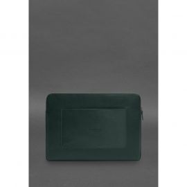 Кожаный чехол для ноутбука на молнии с хлястиком и карманом Зеленый, фото 1