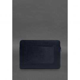 Кожаный чехол для ноутбука на молнии с хлястиком и карманом Синий, фото 1