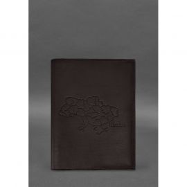 Кожаная обложка для нотариального реестра с картой Украины темно-коричневая, фото 1