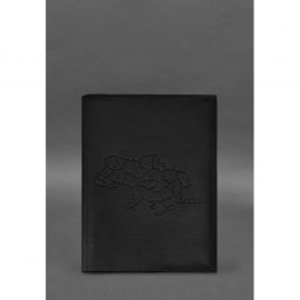 Кожаная обложка для нотариального реестра с картой Украины черная, фото 1