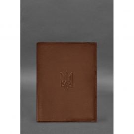 Кожаная обложка для нотариального реестра с Трезубцем светло-коричневая, фото 1