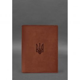 Кожаная обложка для нотариального реестра с Трезубцем светло-коричневая Crazy Horse, фото 1