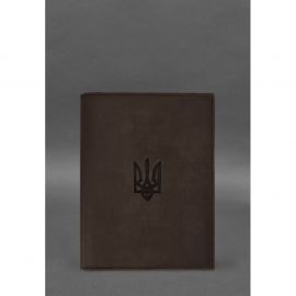 Кожаная обложка для нотариального реестра с Трезубцем темно-коричневая Crazy Horse, фото 1