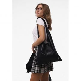 Кожаная сумка шопер Nika черный андора, фото 1