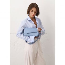 Женская кожаная сумка Nona голубой краст, фото 1