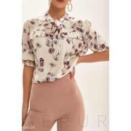 Шелковая цветочная блуза 34656, фото 1