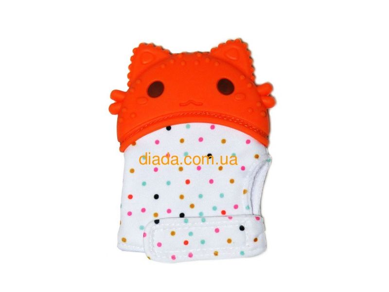 Силиконовый прорезыватель для зубов красный грызунок "Котик", фото 1