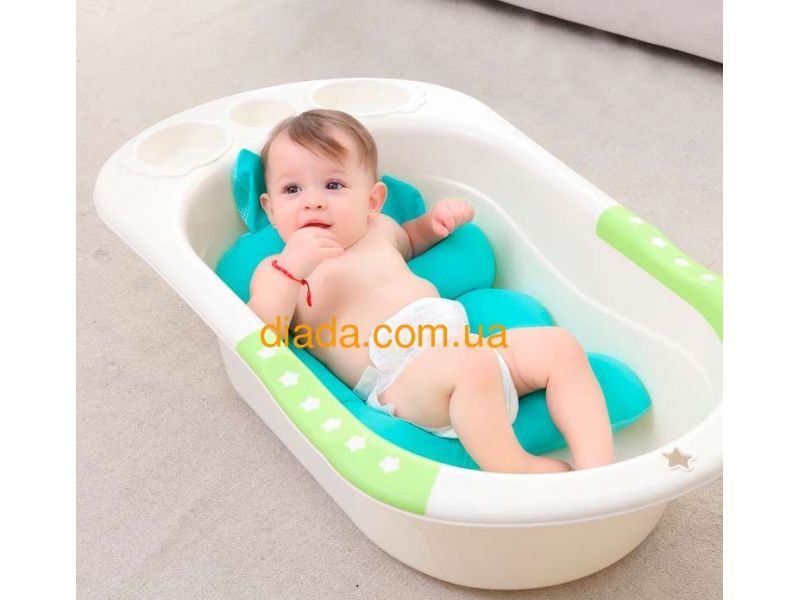 Матрасик бирюзовый "Поросенок" для купания детей в детскую ванночу, фото 1