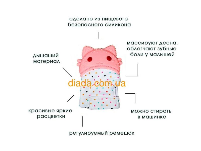 Детский прорезыватель для зубов розовый грызунок "Котик", фото 2