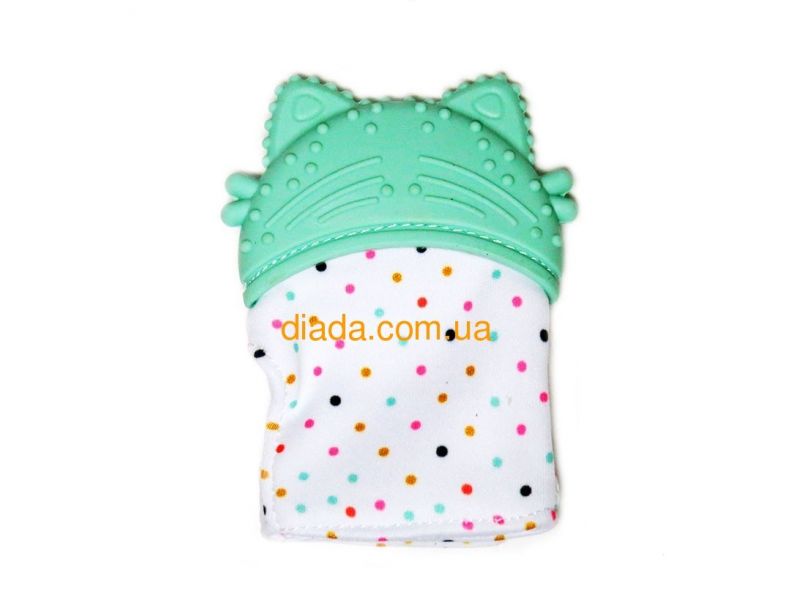 Силиконовый прорезыватель для детских зубов мятный грызунок "Котик", фото 4