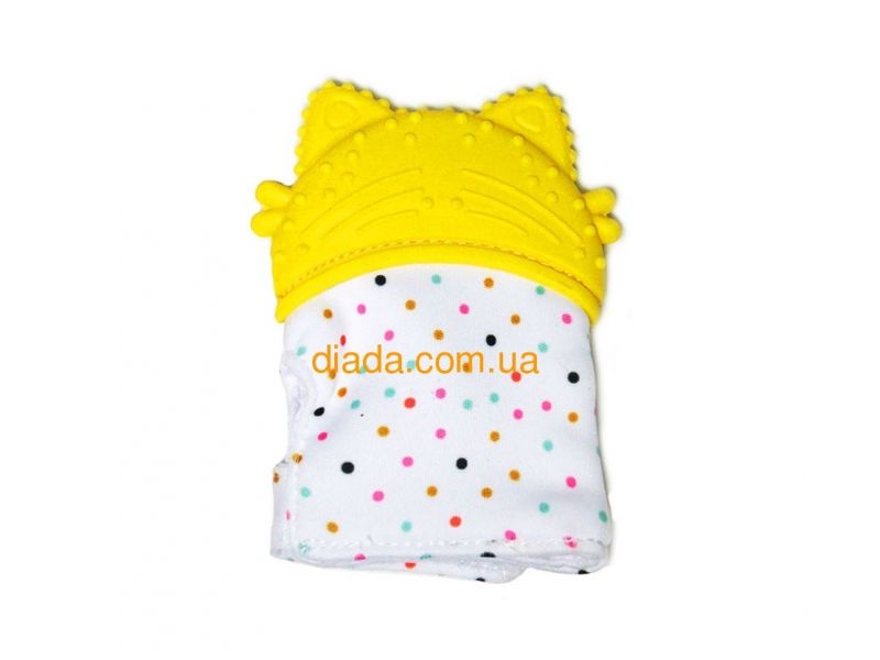 Прорезыватель детский для зубов, желтый силиконовый грызунок "Котик", фото 2